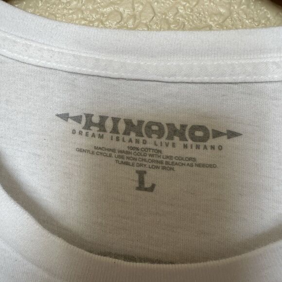 Hinano Tahiti Shirt Large White Beer Surf Hawaii Dream Island 100% Cotton - Picture 4 of 5